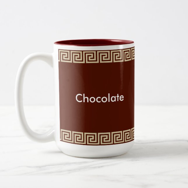 Tasse 2 Couleurs Motif grec beige sur rouge Brown (Gauche)