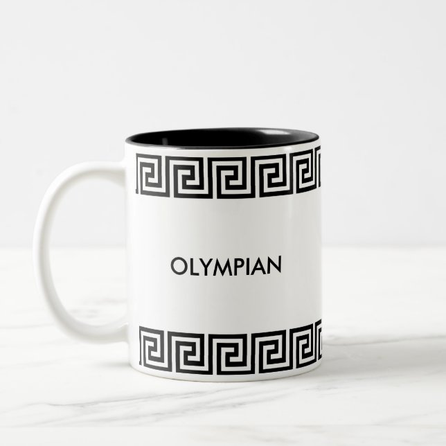 Tasse 2 Couleurs Motif grec noir et blanc Personnalisé (Gauche)