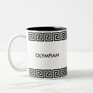 Tasse 2 Couleurs Motif grec personnalisé noir et blanc
