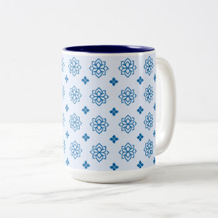 Tasse 2 Couleurs Motif inspiré de la botanique bleue
