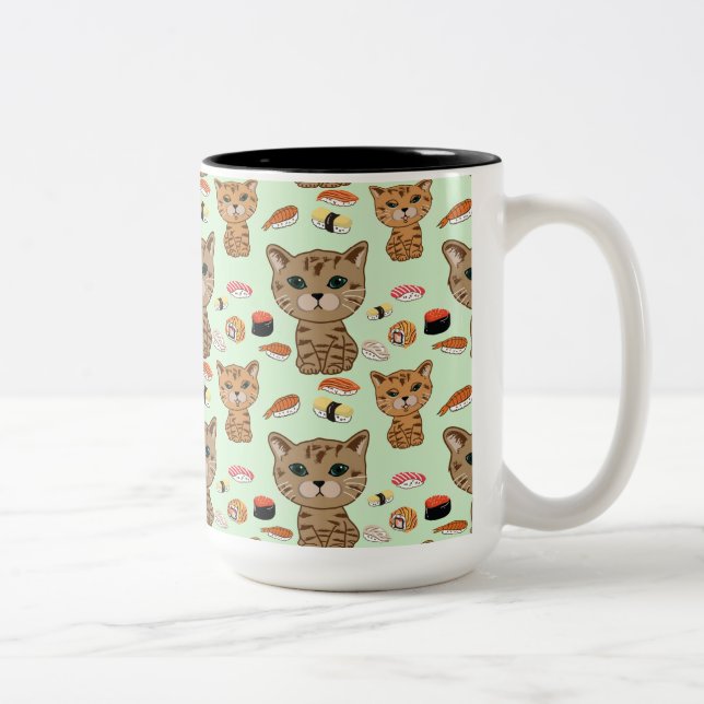 Tasse 2 Couleurs motif kitty et sushi (Droit)