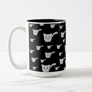 Tasse 2 Couleurs Motif Kitty noir et blanc