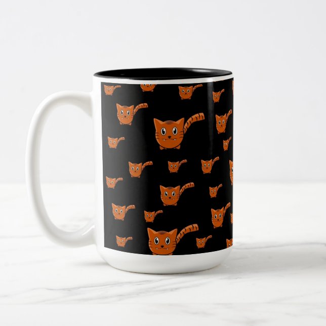 Tasse 2 Couleurs Motif Kitty noir et orange (Gauche)