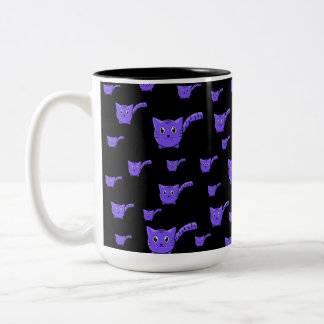 Tasse 2 Couleurs Motif Kitty noir et pourpre