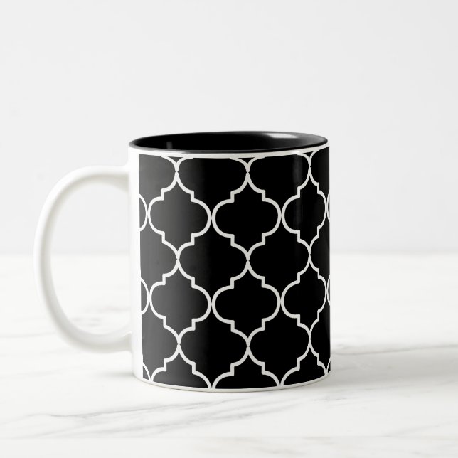 Tasse 2 Couleurs Motif marocain méditerranéen noir et blanc (Gauche)