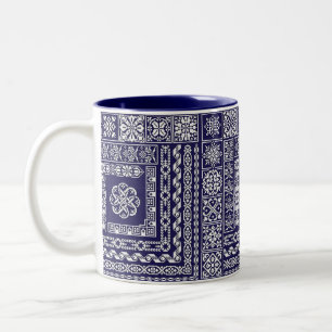 Tasse 2 Couleurs Motif marocain vintage bleu et blanc