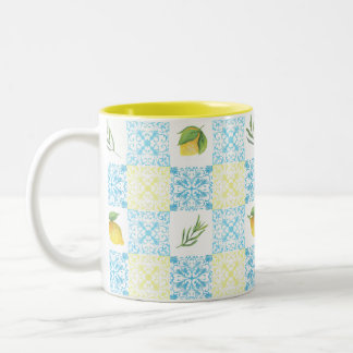 Tasse 2 Couleurs Motif Méditerranéen au Citron Italien