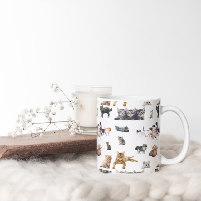 Tasse 2 Couleurs Motif mignon avec des photos de Chats et chatons (Créateur téléchargé)