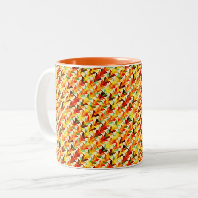 Tasse 2 Couleurs Motif mignon de triangles abstraits (Devant gauche)