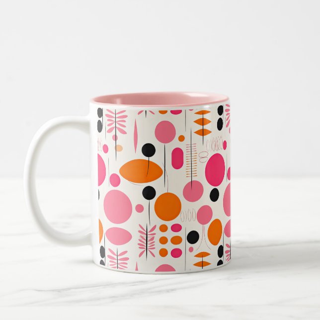 Tasse 2 Couleurs Motif moderne du milieu du siècle Pastel Bohemian  (Gauche)