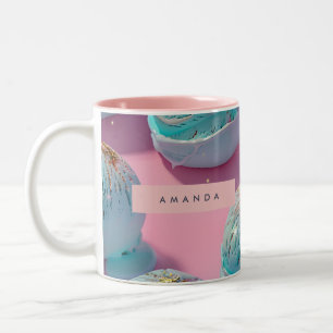 Tasse 2 Couleurs Motif Pailleté de Glace Bleue Personnalisé