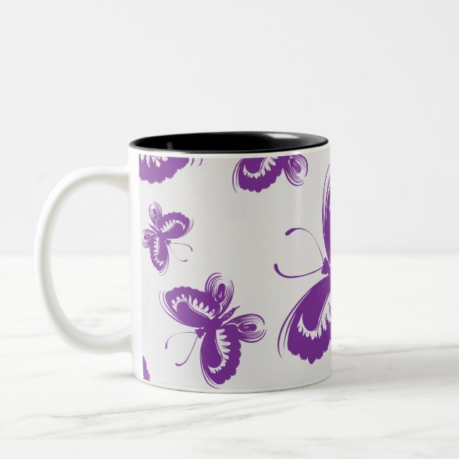 Tasse 2 Couleurs Motif papillon pourpre (Gauche)