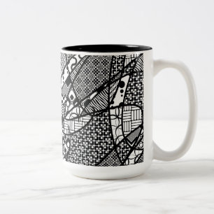 Tasse 2 Couleurs Motif Patchwork Noir & Blanc 05