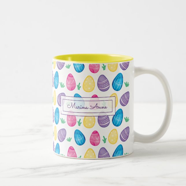 Tasse 2 Couleurs Motif personnalisé d'oeuf de pâques d'aquarelle (Droit)