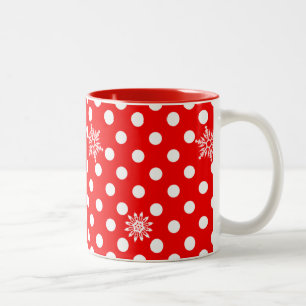 Tasse 2 Couleurs Motif points rouges et flocons de neige