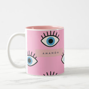 Tasse 2 Couleurs Motif Pop Art d'Œil Maléfique Tendance Personnalis