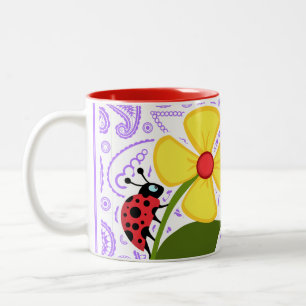Tasse 2 Couleurs Motif pourpre de Paisley ; Coccinelle