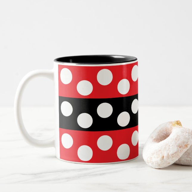 Tasse 2 Couleurs Motif rayures à pois (Avec donut)
