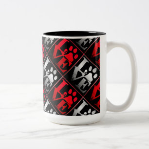 Tasse 2 Couleurs Motif Red & Silver Love Paws