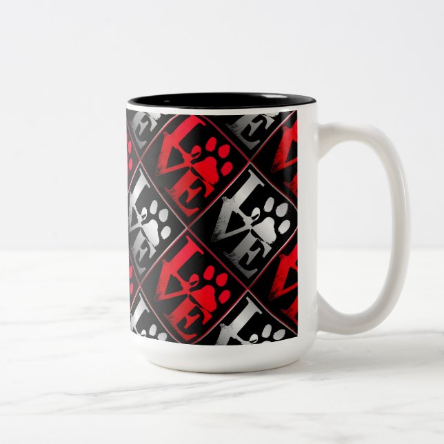 Tasse 2 Couleurs Motif Red & Silver Love Paws (Droit)