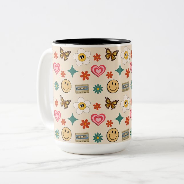 Tasse 2 Couleurs Motif rétro 01 (Devant gauche)