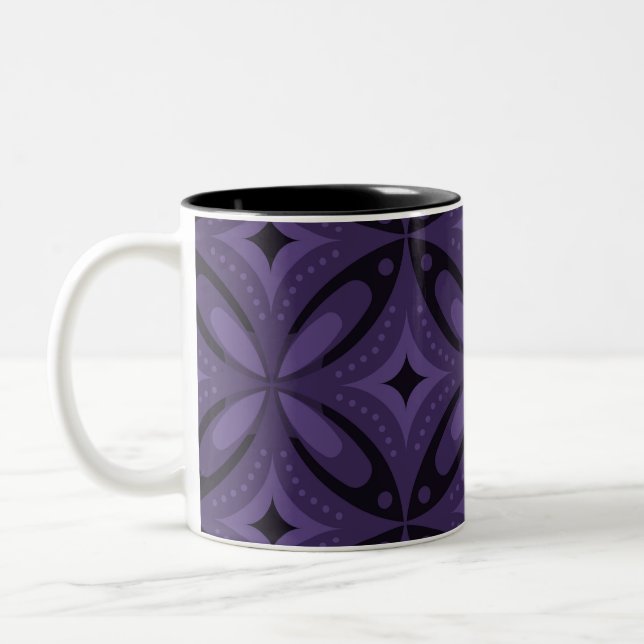 Tasse 2 Couleurs Motif Rétro de Couleur Violet Foncé (Gauche)