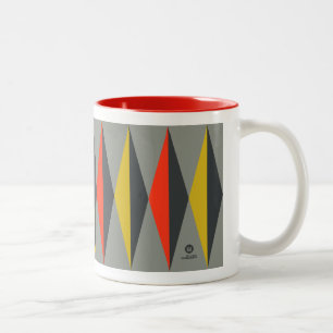 Tasse 2 Couleurs Motif rétro gris jaune rouge noir