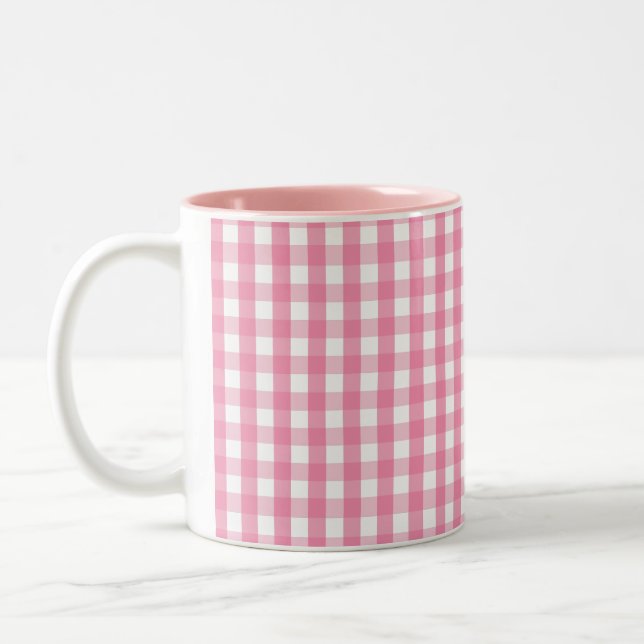 Tasse 2 Couleurs Motif rose de contrôle de guingan (Gauche)