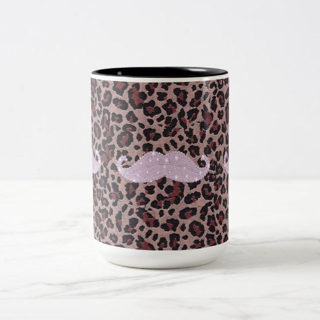 Tasse 2 Couleurs Motif rose drôle de moustache et de poster de (Centre)