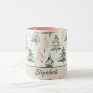 Tasse 2 Couleurs Motif Sage Green & Pine Rose