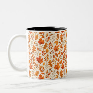 Tasse 2 Couleurs Motif sans couture de feuilles d'automne chaudes