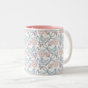 Tasse 2 Couleurs Motif sans couture de fleurs et d'oiseaux
