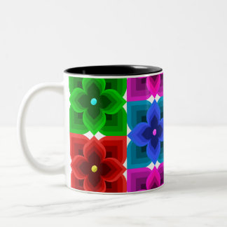 Tasse 2 Couleurs Motif sans couture de fleurs géométriques colorées