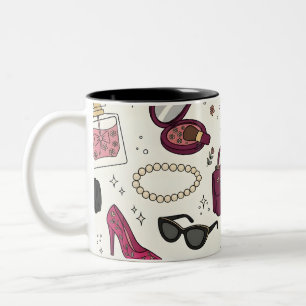 Tasse 2 Couleurs Motif sans couture de mode et de beauté féminine