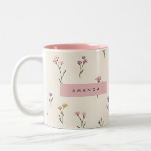 Tasse 2 Couleurs Motif simple Pastel personnalisé sur crème