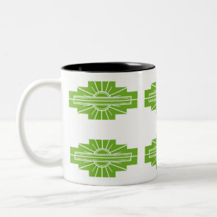 Tasse 2 Couleurs Motif Sunburst Art Déco en blanc et chaux