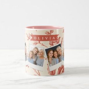 Tasse 2 Couleurs Motif toile floral délicat vintage personnalisé
