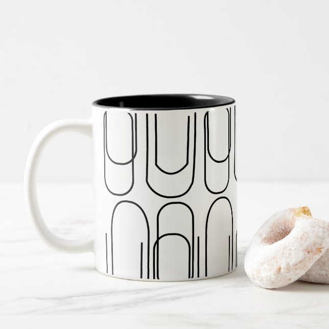 Tasse 2 Couleurs Motif trombone noir et blanc (Avec donut)