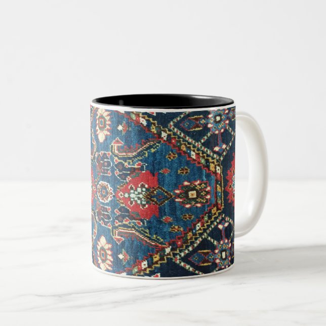 Tasse 2 Couleurs Motif turc persan antique, bleu (Devant droit)