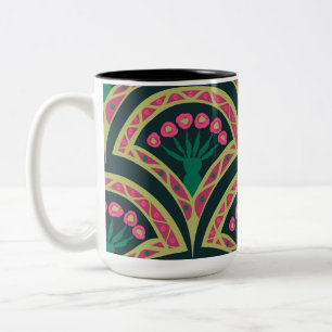 Tasse 2 Couleurs motif vert en forme de coquillage