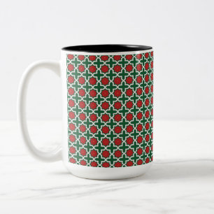 Tasse 2 Couleurs Motif vert rouge et blanc de Noël