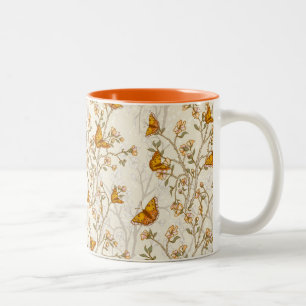 Tasse 2 Couleurs Motif vintage floral avec des papillons
