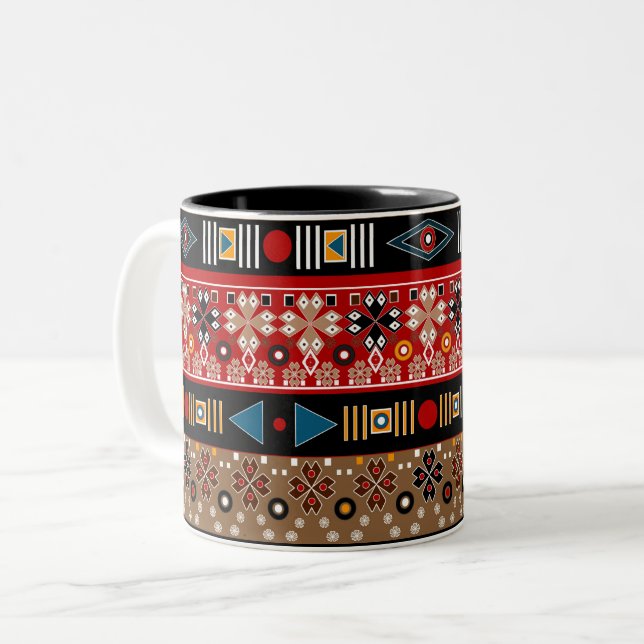 Tasse 2 Couleurs Motifs africains, motifs orientaux jeter l'oreille (Devant gauche)