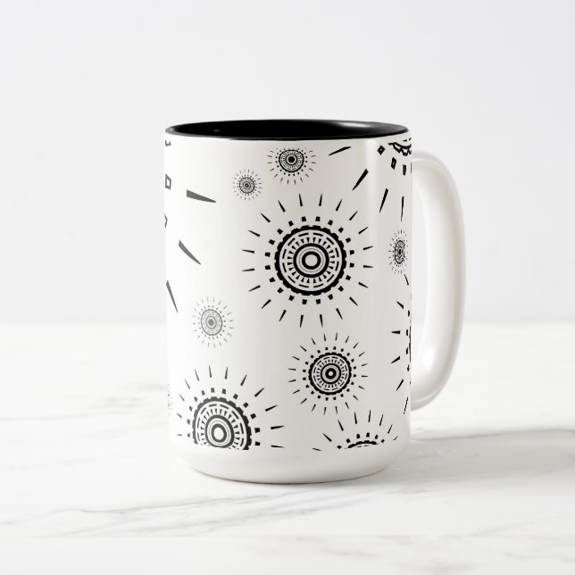 Tasse 2 Couleurs Motifs d'éclats noirs sur fond blanc (Devant droit)