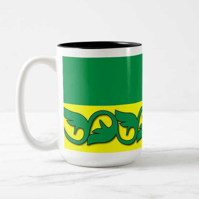 Tasse 2 Couleurs Motifs feuille verts (Gauche)