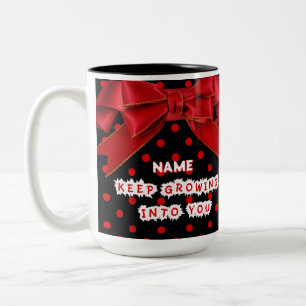 Tasse 2 Couleurs Motivation Personnalisée à Points Rouges