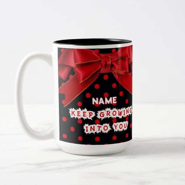 Tasse 2 Couleurs Motivation Personnalisée à Points Rouges  (Gauche)