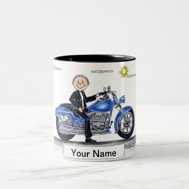 Tasse 2 Couleurs Moto - Dessin masculin (Centre)