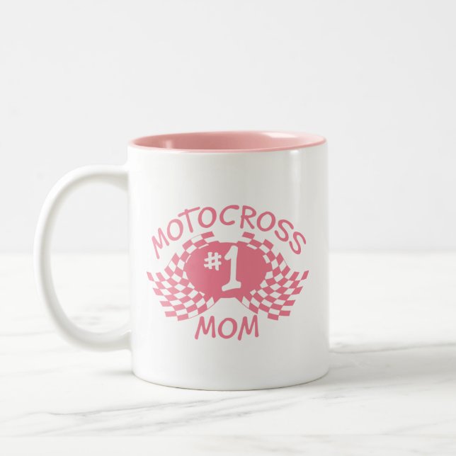 Tasse 2 Couleurs Motocross Mom Pink Racing drapeaux (Gauche)