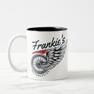 Tasse 2 Couleurs Motos personnalisées Flying Tire Biker Shop
